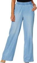 DG2 Diane Gilman Chambray Blue Softcell Wide Leg Denim Jeans Pants Size Medium - £35.37 GBP