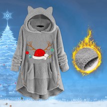 Women&#39;s oversized hoodie Christmas Hat Top Blouse Hooded  Winter Long-sleeved To - £53.93 GBP