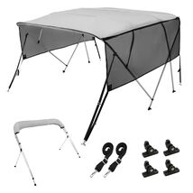 VEVOR 4 Bow Bimini Top Boat Cover, 600D, 8'L x 54"H x 79"-84"W, Light Grey - $155.99