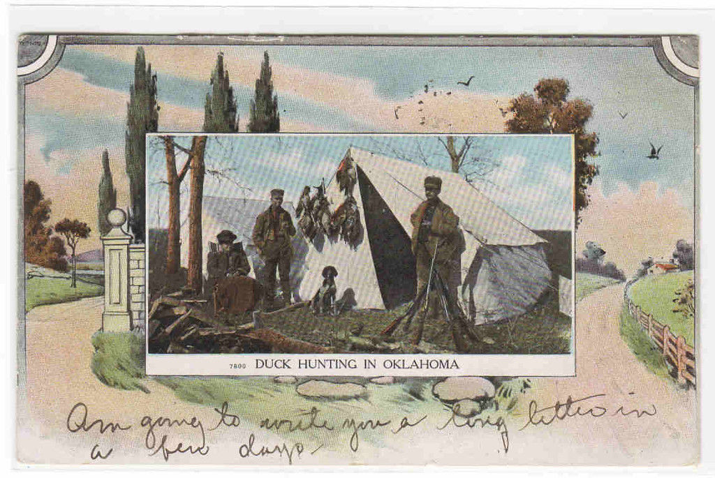 Duck Hunting Hunters Oklahoma 1909 postcard - $9.41