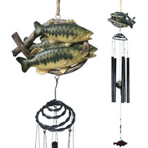 Fishing Marine Freshwater Striped Bass Fish Hanging Mobile Wind Chime Decorative - £34.49 GBP
