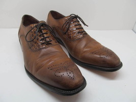 Belvedere Mens Handmade Brown Leather And Genuine Alligator Oxfords Size US 13 D - £67.79 GBP