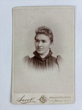 1885 Cabinet Card Photo Akron Ohio Post Office High collar brooch Young Lady - £9.57 GBP