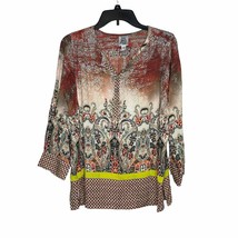 Ivy Jane Women Top Paisley 3/4 Sleeve Boho Peasant Tunic Shirt Multicolor Small - £18.07 GBP