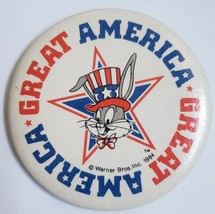 1984 Warner Bros. Inc. Bugs Bunny GREAT AMERICA 3&quot; Promo Pinback Button  - £7.95 GBP