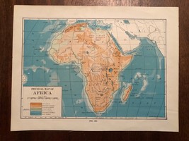 Vintage Color Physical Map of AFRICA Continent Print Plate 7&quot; x 9&quot; Unframed - £11.39 GBP