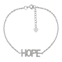 Inspirational &#39;HOPE&#39; Cubic Zirconia Embelished on Sterling Silver Chain Bracelet - £12.73 GBP