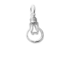 2D Bulb Outline Charm Pendant .925 Sterling Silver - £13.37 GBP
