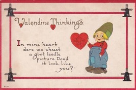 Valentine Dutch Boy with Heart Postcard Valendine Thinkings - $2.99