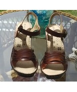 Naturalizer &#39;MARTHA&#39; Wedge Sandals Brown Size US 7.5 Wide Cognac - $52.00