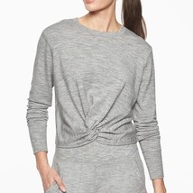 ATHLETA Essence Twist Front Long Sleeve Top XS soft gray heathered modal... - £19.53 GBP