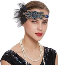 Art Deco 1920s Flapper Headband Feather Roaring 20s Great Gatsby Headpiece for W - £25.05 GBP