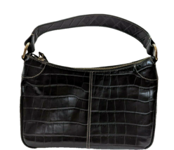 Dooney &amp; Bourke Shoulder Bag Black Croc Embossed Leather Vintage - £86.20 GBP