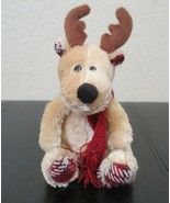 Paris Presents 6-1/2&quot; Sitting Reindeer Wearing Red Scarf Plush NO TAGS - £9.42 GBP