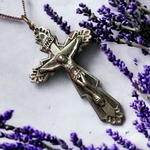 Antique Sterling Silver 925 Cross Necklace 19” - £67.94 GBP