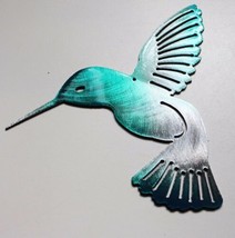 Hummingbird - Metal Wall Art - Teal Tainted 6&quot; x 6&quot; - £14.17 GBP