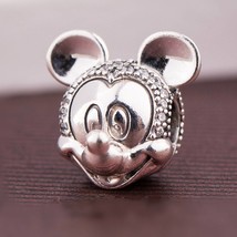 925 Sterling Silver Shimmering Mickey Portrait Clip Charm Bead - £15.12 GBP