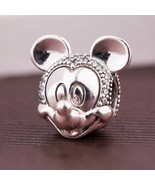 925 Sterling Silver Shimmering Mickey Portrait Clip Charm Bead - $18.99