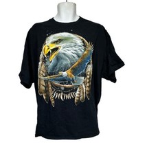 Men&#39;s DOM Bald Eagle Dream Catcher Graphic Black T-Shirt Size 2XL Short Sleeve - £15.54 GBP