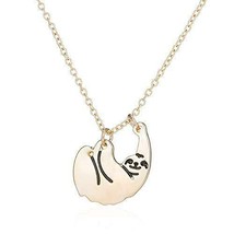 Sloth Necklace Champagne Gold Tone Animal Jewelry 16 Inch Cable Chain Endangered - £18.07 GBP