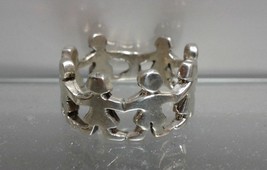 .925 Sterling Silver Children Playing Band Ring - Sz 7.5 - Free Shipping ! - $21.95