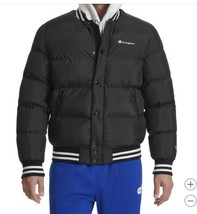 Champion Mens Puffer Jacket Black Bomber Pockets Water-Resistant Lined - $78.99