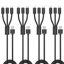 Multi Charging Cable, 4Pack/4FT 3 in 1 Fast Charging Cord Adapter with USB-C - £13.74 GBP