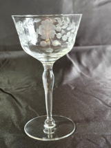 Colony sherbet/champagne glass ~ etched glass ~ fine glass ~ floral - $5.70