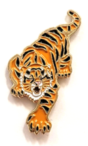 Tiger Pouncing Pose Big Cat Yellow Black Striped Wildlife Zoo Animal Ena... - $9.99