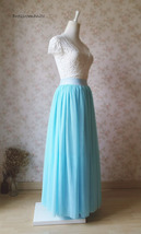 Aqua Blue Tulle Skirt and Top Set Elegant Plus Size Wedding Bridesmaids Outfit image 5