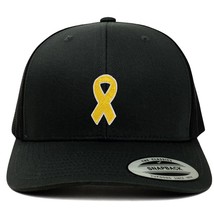 Trendy Apparel Shop Childhood Cancer Awareness Gold Ribbon Patch 6 Panel Trucker - $24.99