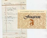 Faugeron Restaurant Ad Card and Dinner Check Rue de Longchamp Paris Fran... - $27.72