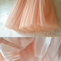Peach Pink Tulle Midi Skirt Outfit Women A-line Plus Size Holiday Tulle Skirt image 5
