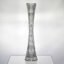 RTG Bohemia Crystal Queens Lace Cut Corset Bud Vase, Vintage Hand Cut 11... - $115.00