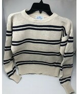 Winter Silks Long Sleeve Sweater Beinge &amp; Navy Stripes Size Xs 83%Silk 1... - $20.05