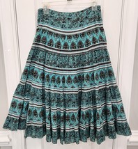 Jones New York Maxi Skirt Prairie Cottagecore Peasant Brown &amp; Teal Floral Size 4 - £15.10 GBP