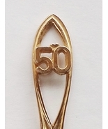 Collector Souvenir Spoon 50th Anniversary Rhinestones Goldtone - £2.33 GBP