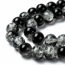 Crackle Glass Beads 8mm Black Clear Mixed Ombre Bulk Jewelry Supplies Mi... - $1.97