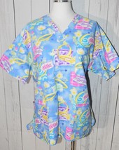 Peaches Uniforms Women&#39;s Multi-Colored Patterned Short Sleeve Scrub Shirt - $19.59