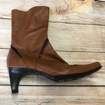 Debut Women&#39;s Brown Leather Mid Calf Boots Size 9 - £38.70 GBP