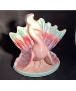 Vintage Pottery Pink Purple Green PEACOCK Planter Vase - $12.82