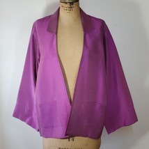 Pnina Tornai Custom Kimono Size L/XL Jacket Wrap Purple Dupioni 100% Silk Isreal - £202.89 GBP