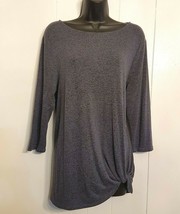 Matty M Ruched Side Women&#39;s Shirt size Medium Blue Knit Top 3/4 Sleeve - £13.09 GBP