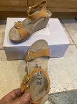Birkenstock WOMENS SIZE 7 NARROW Papillio Soley Wedge Sandals Burnt Orange - $98.75