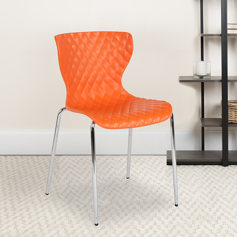 Orange Plastic Stack Chair LF-7-07C-ORNG-GG