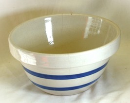 RRP Pottery Stoneware Crock Mixing Bowl Cobalt Blue Bands 2-1/2 Qt. Roseville OH - $39.59