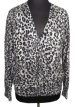Lane Bryant Gray Black Leopard Cotton Button Up Cardigan Sweater Plus Size 18-20 - £19.67 GBP