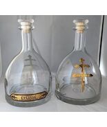 Lot (2) D&#39;USSE Cognac 750ml  Embossed Glass Bottles w/ Cork Stoppers (em... - $20.55 CAD