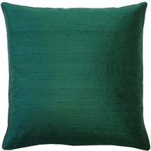 Sankara Forest Green Silk Throw Pillow 16x16, with Polyfill Insert - £31.93 GBP