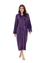 RH Women&#39;s Zip Front Printed Robe Long Housecoat Pocket Nightgown S-3XL ... - $33.99